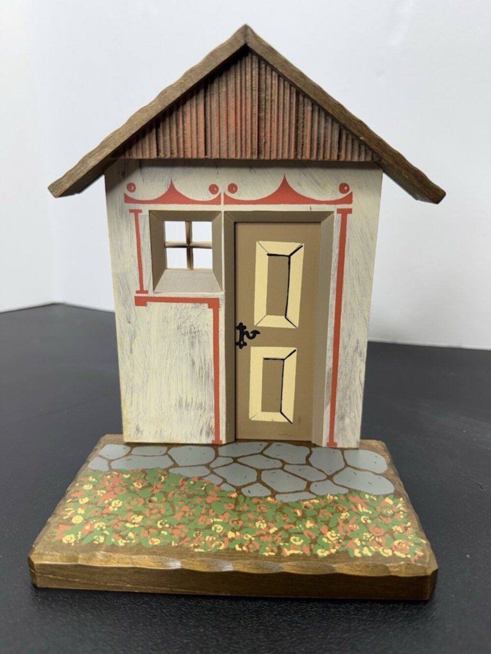 ANRI Collector Club Cottage Door House Wooden Display Hand Carved Shelf Italy